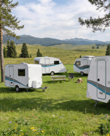 Varias minicaravanas MICRAVAN en el campo para comparar series según forma de viajar