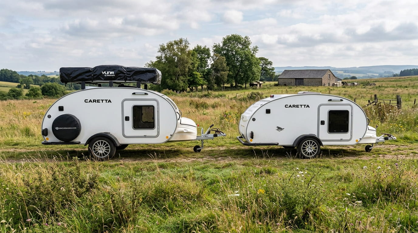Caretta Mini y Caretta 1500 comparadas por tamaño, altura y planteamiento de viaje