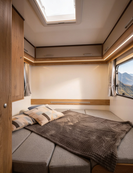MICRAVAN Lazur NTL con cama más grande para dos o para pareja y niño